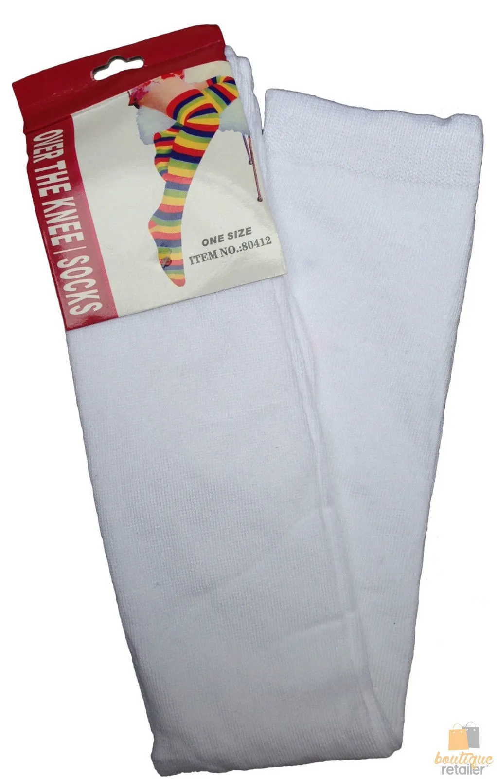 10x OVER THE KNEE SOCKS Plain Striped High Thigh Ladies Long Stocking BULK Price