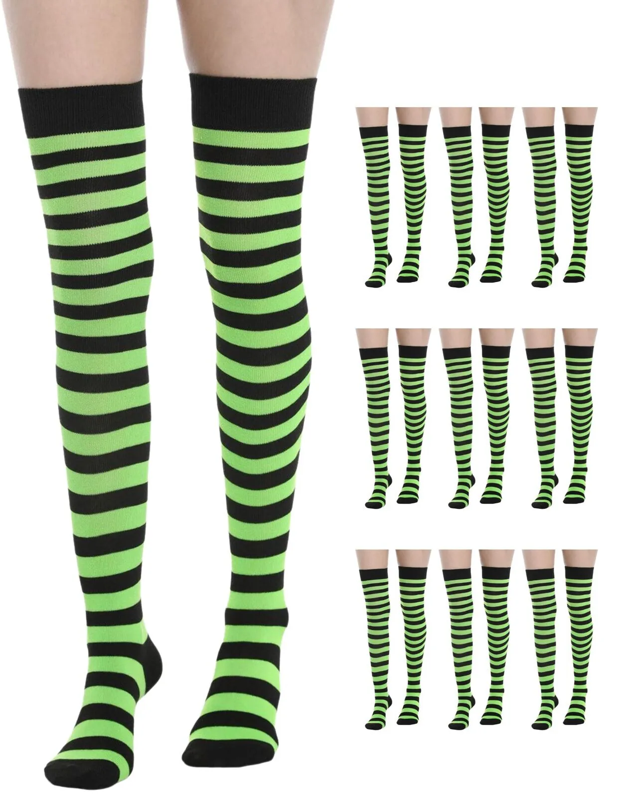 10x OVER THE KNEE SOCKS Plain Striped High Thigh Ladies Long Stocking BULK Price