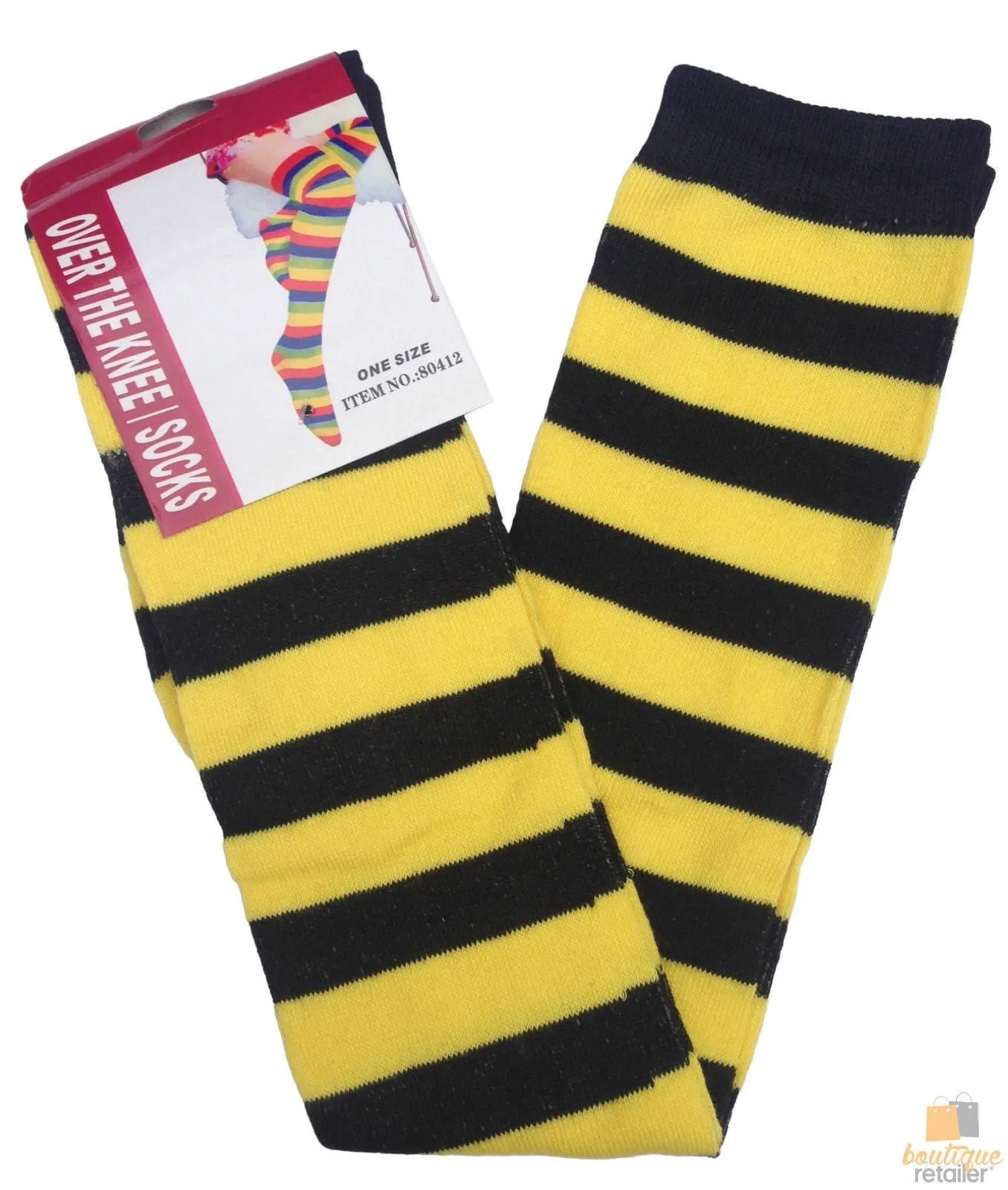 10x OVER THE KNEE SOCKS Plain Striped High Thigh Ladies Long Stocking BULK Price