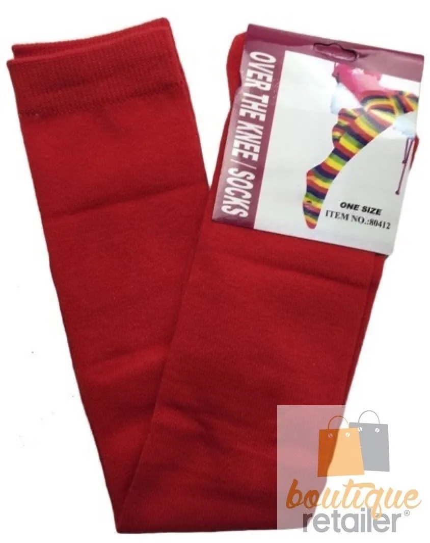 10x OVER THE KNEE SOCKS Plain Striped High Thigh Ladies Long Stocking BULK Price