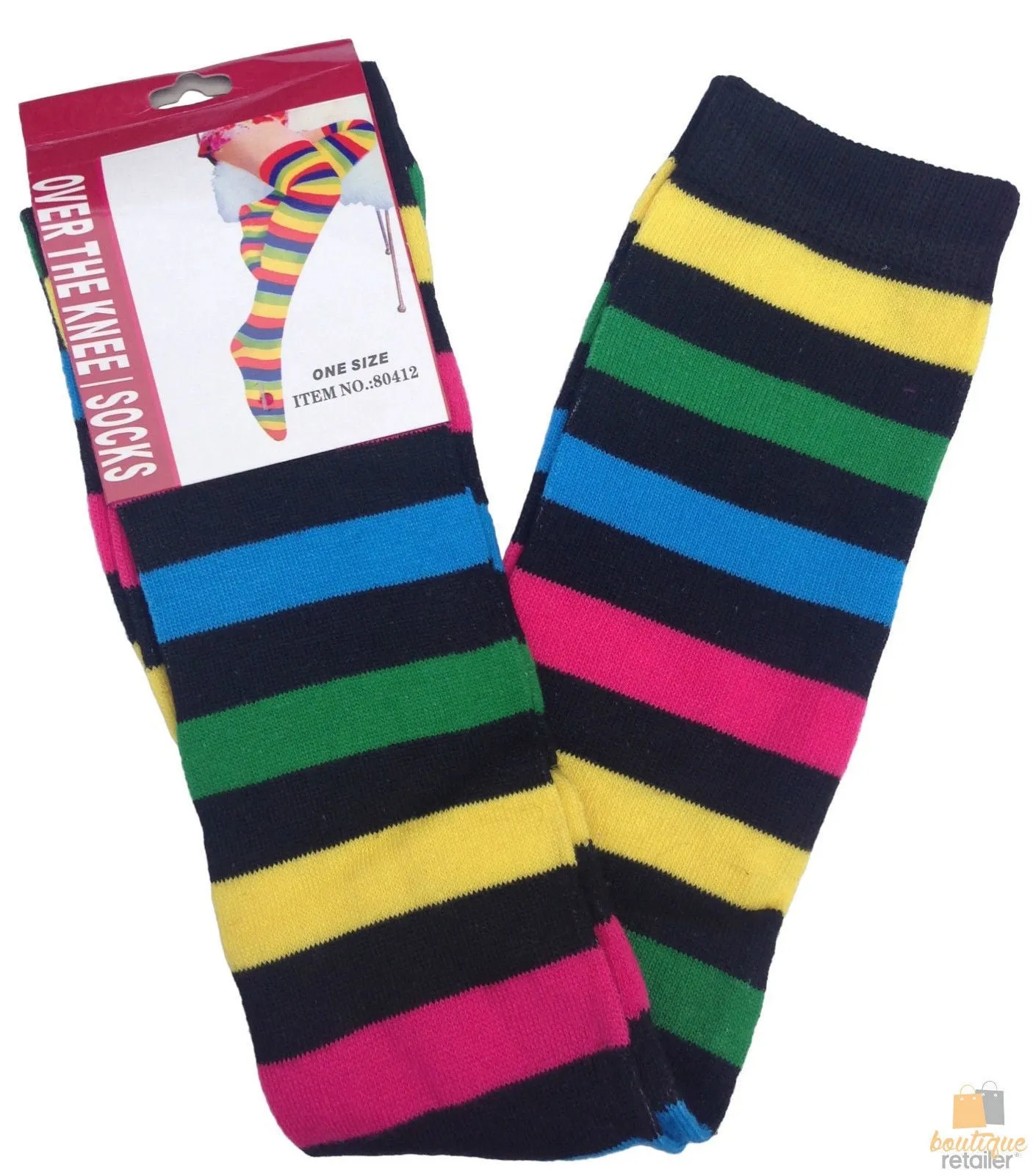 10x OVER THE KNEE SOCKS Plain Striped High Thigh Ladies Long Stocking BULK Price
