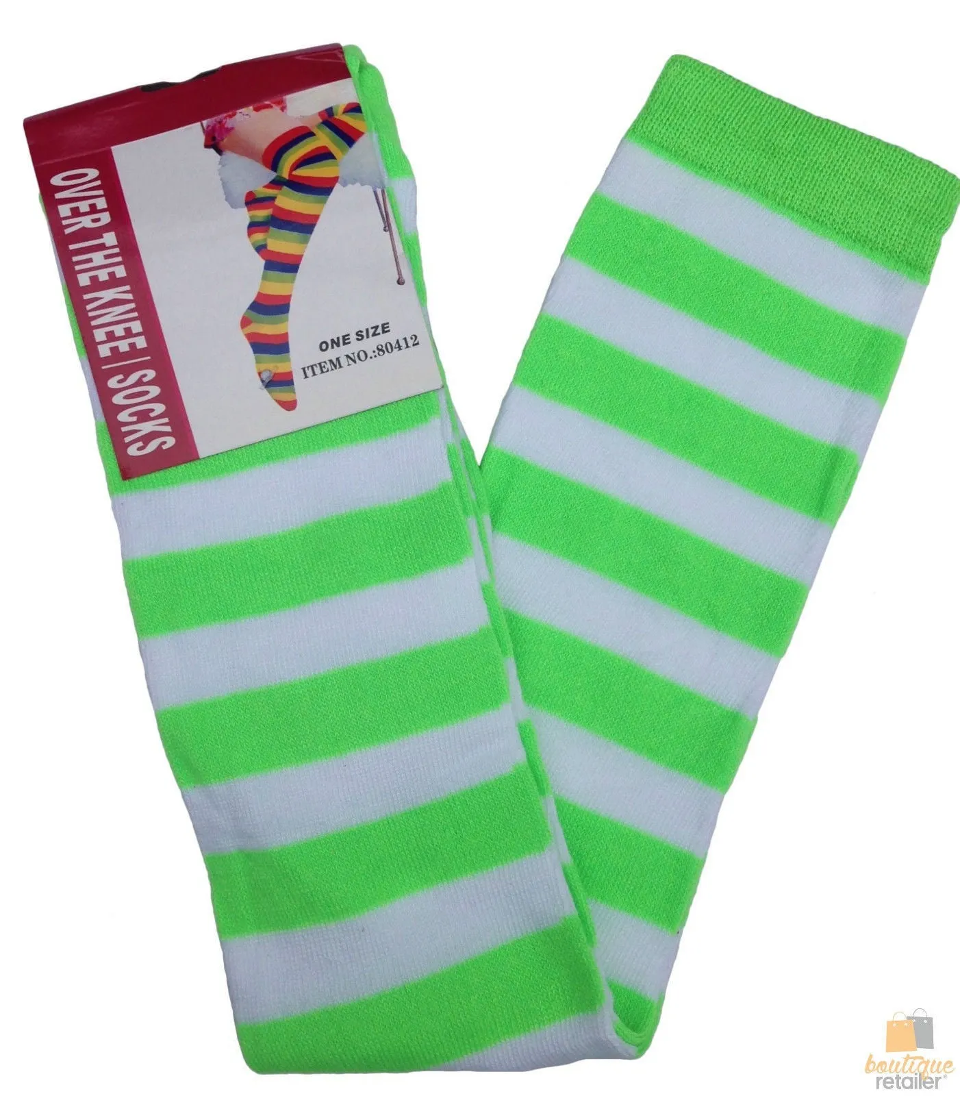 10x OVER THE KNEE SOCKS Plain Striped High Thigh Ladies Long Stocking BULK Price