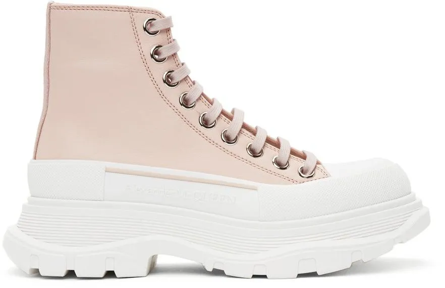 Alexander McQueen Pink Leather Tread Slick High Sneakers