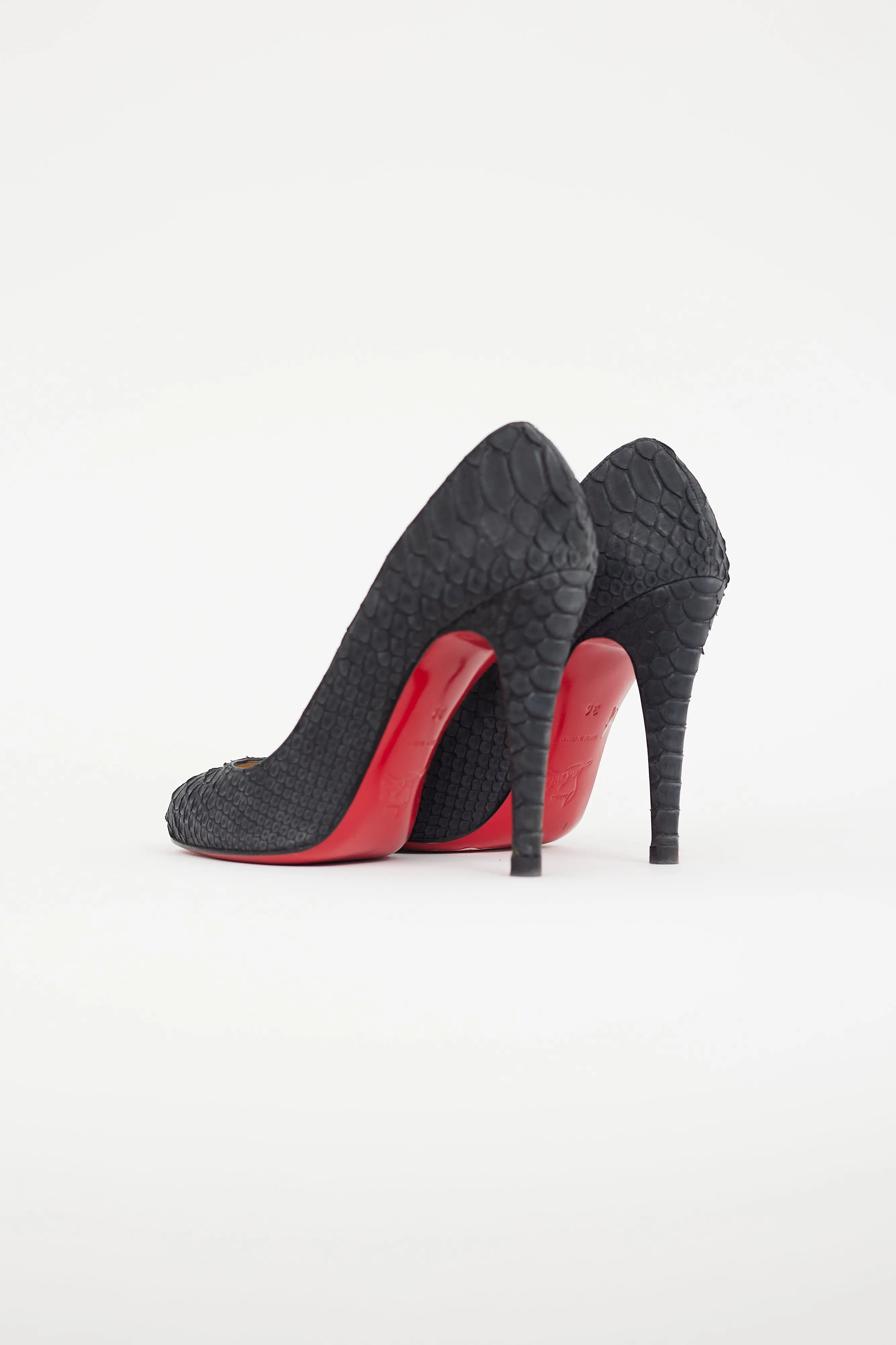 Black Fifi Textured Leather Heel