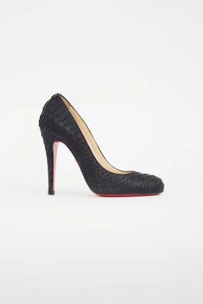 Black Fifi Textured Leather Heel