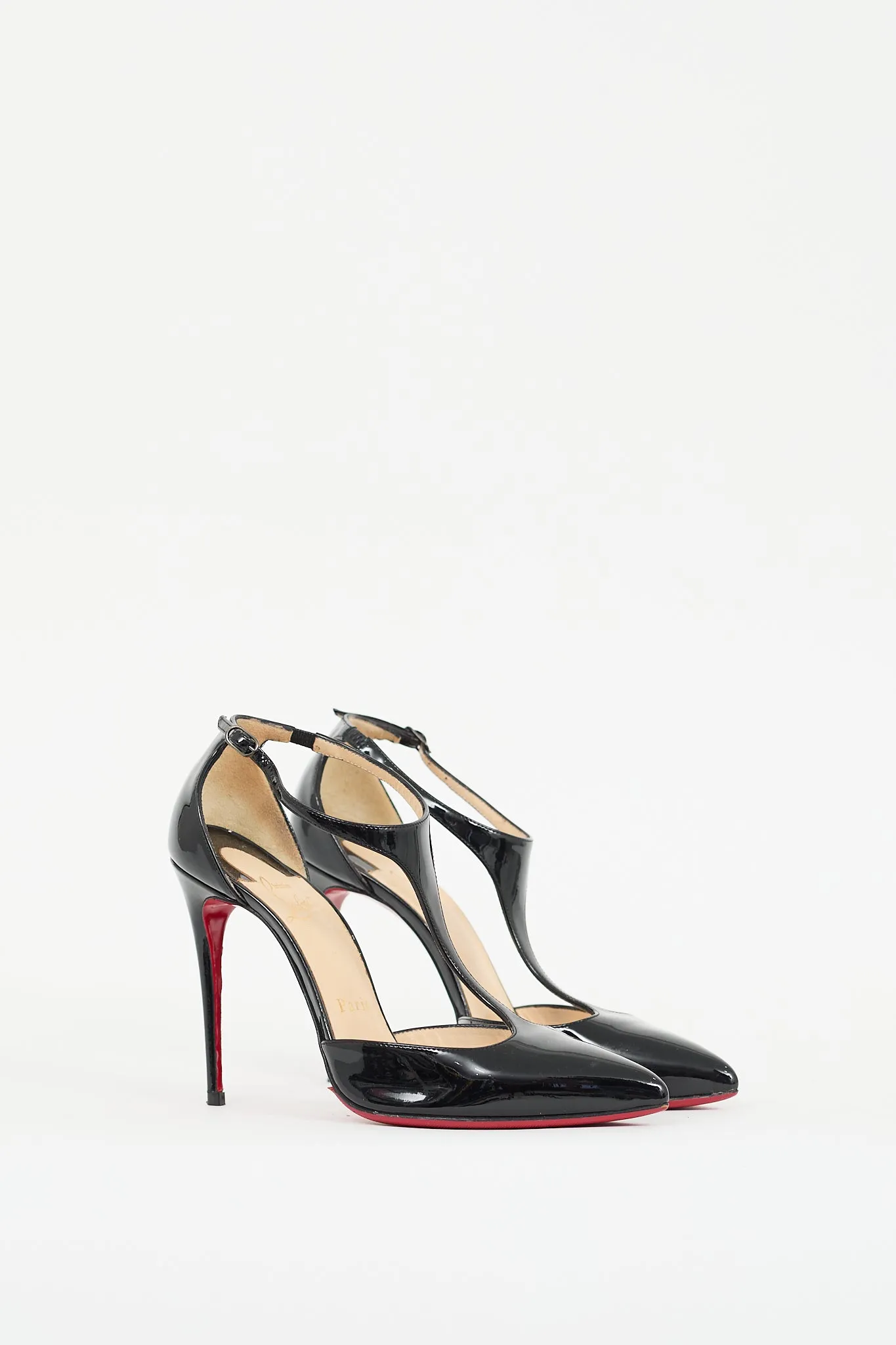 Black Patent Leather J String D'orsay Heel
