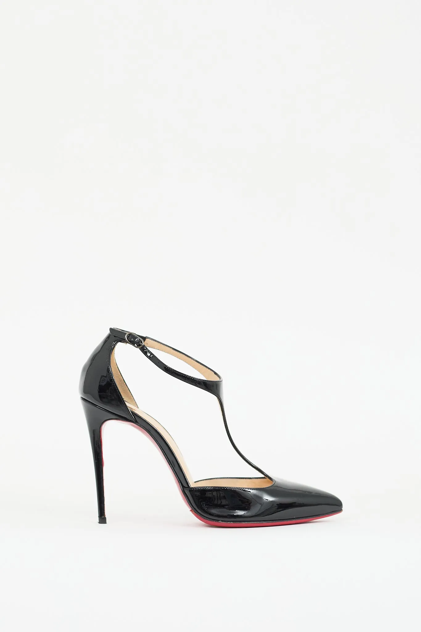 Black Patent Leather J String D'orsay Heel