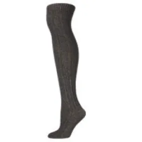 Charcoal Pebble Rib Over The Knee Socks (Women's)