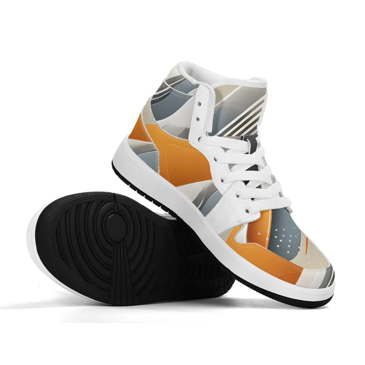 Children High-Top Synthetic Leather Sneakers
