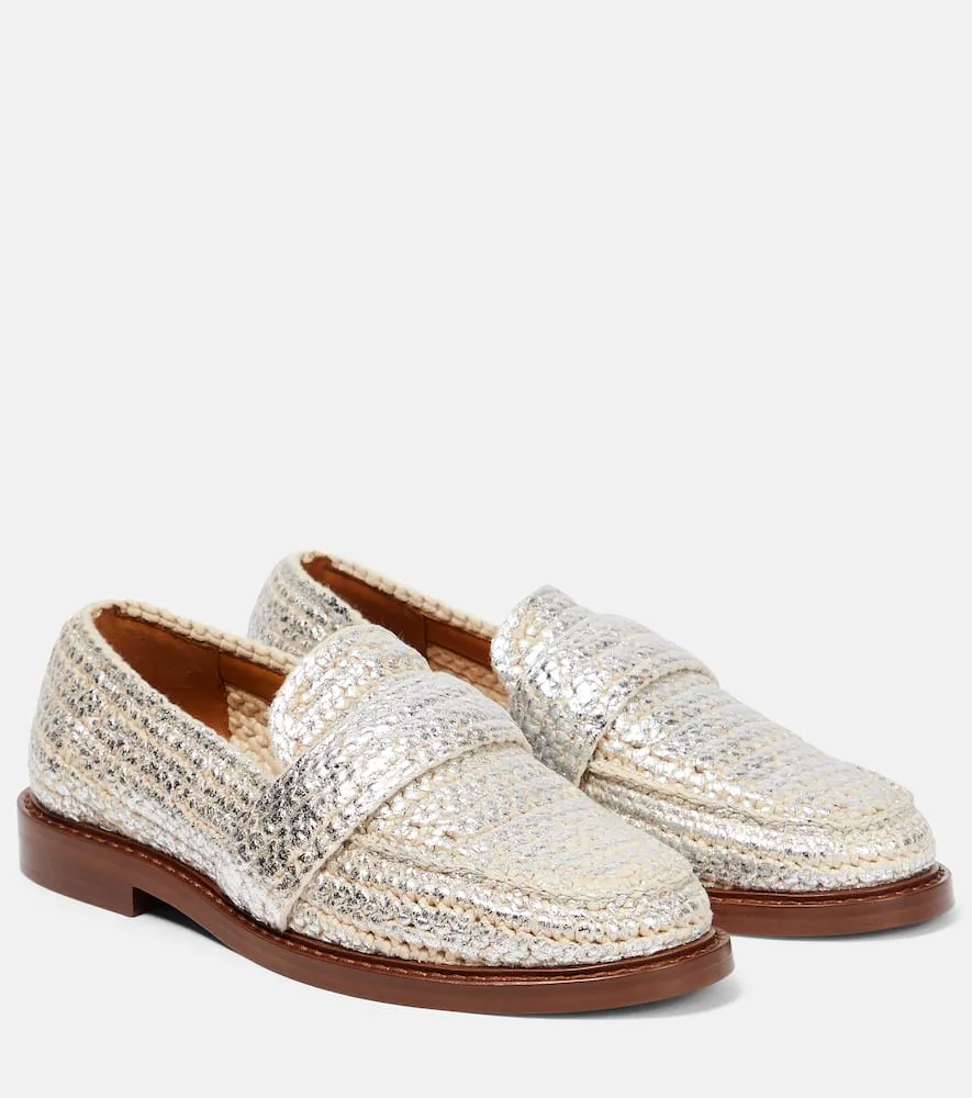 Chloe Kalya metallic crochet loafers