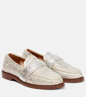 Chloe Kalya metallic crochet loafers