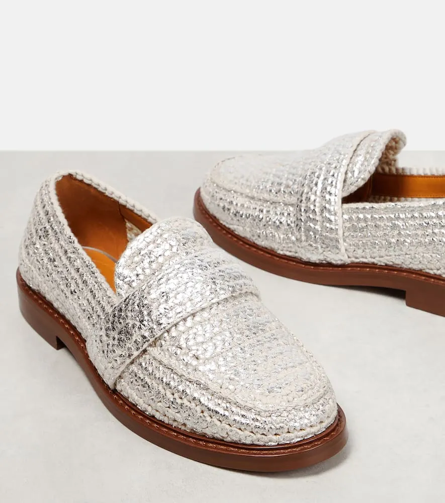 Chloe Kalya metallic crochet loafers