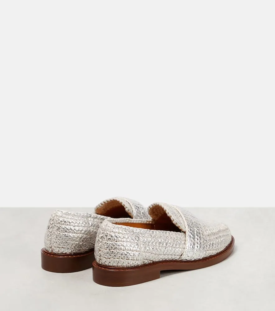 Chloe Kalya metallic crochet loafers