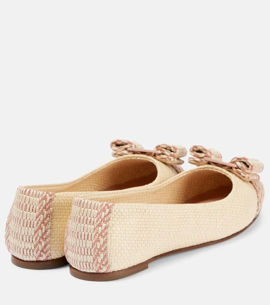Ferragamo Varina raffia-effect ballet flats