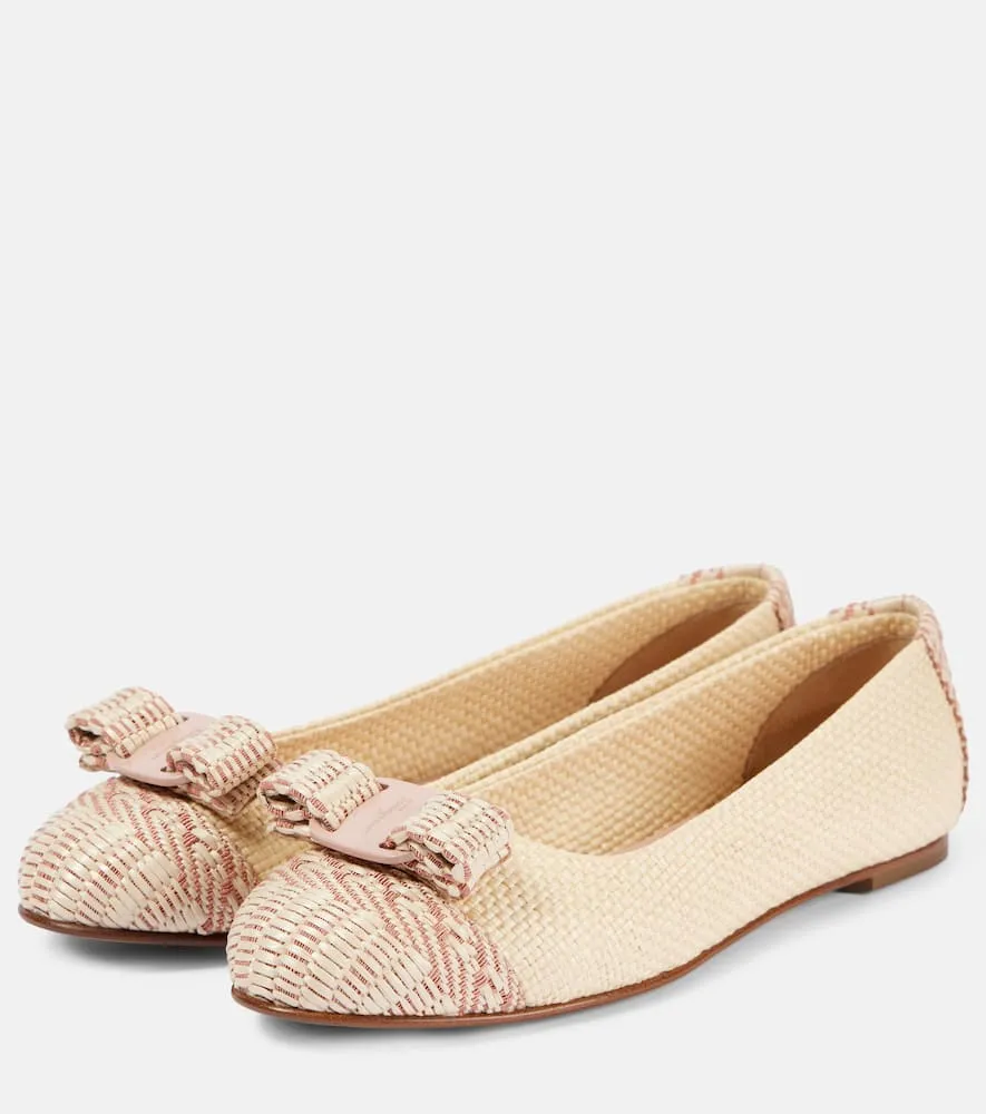 Ferragamo Varina raffia-effect ballet flats