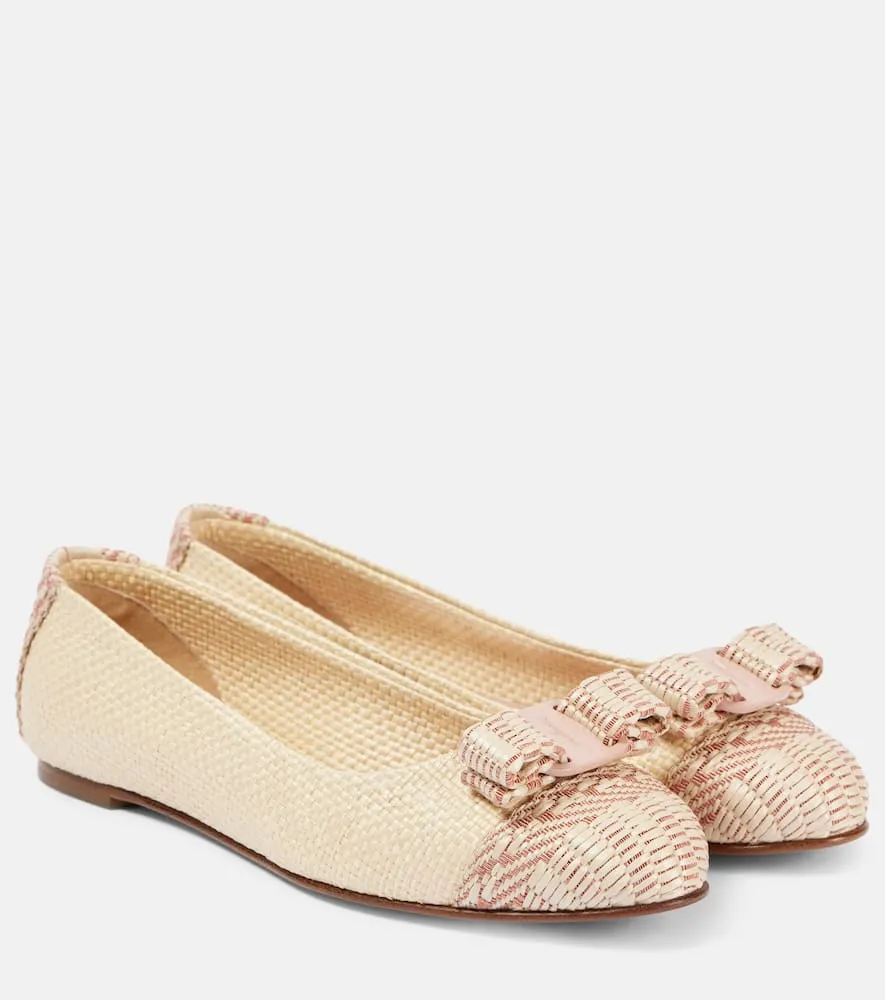 Ferragamo Varina raffia-effect ballet flats