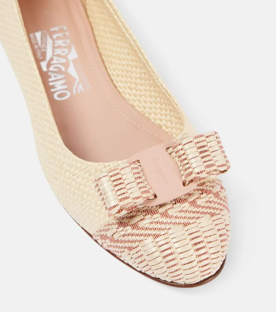 Ferragamo Varina raffia-effect ballet flats