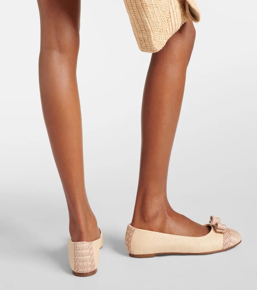 Ferragamo Varina raffia-effect ballet flats