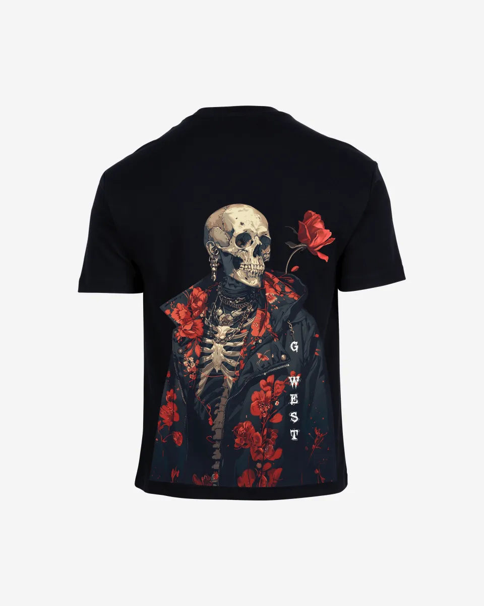 G West Oversized Skull & Rose T Shirt