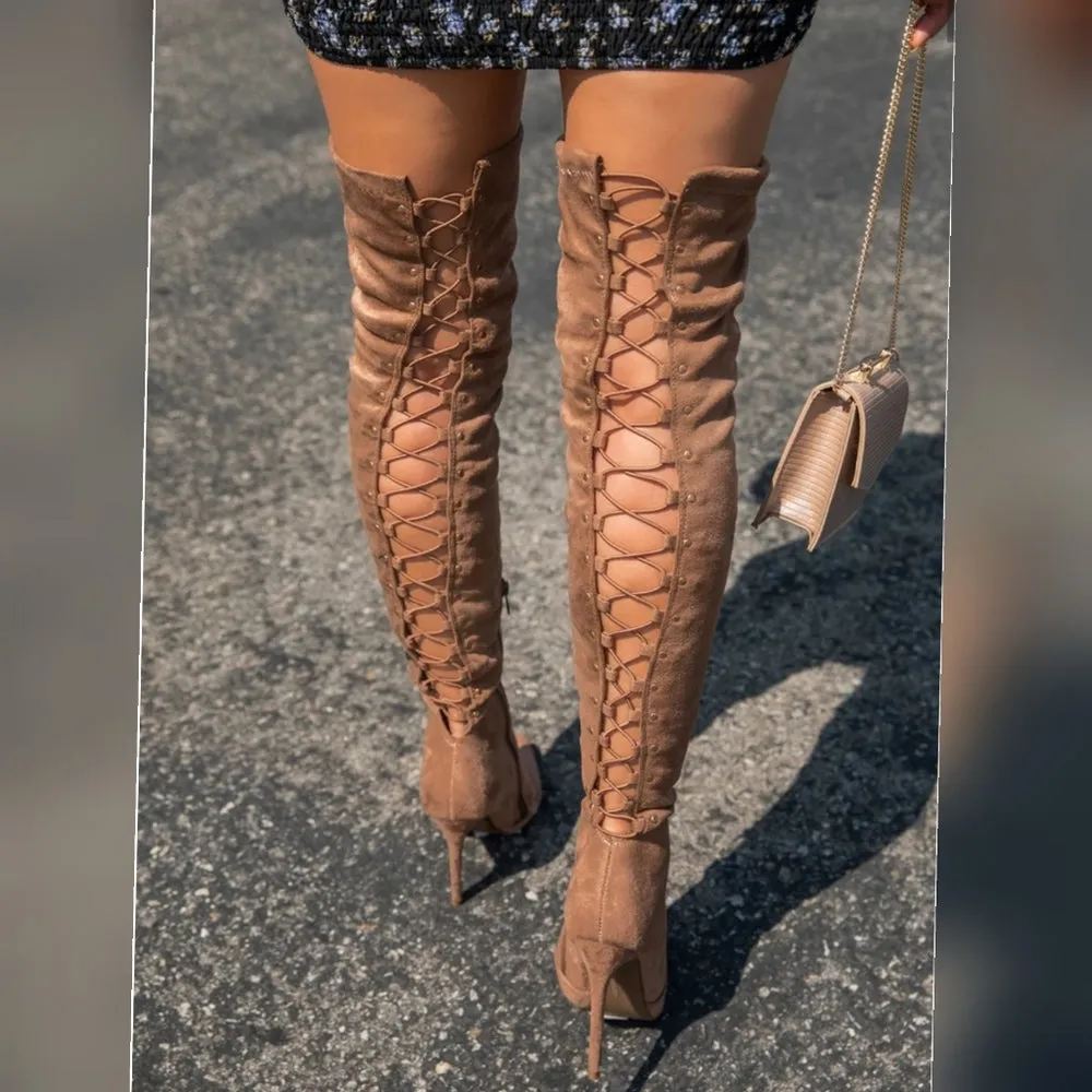 ❤Just In❤ Sexy Night out Boots over Knee toupe