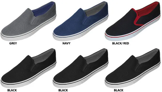 men's canvas slip-on sneakers with elastic side gussets Case of 36