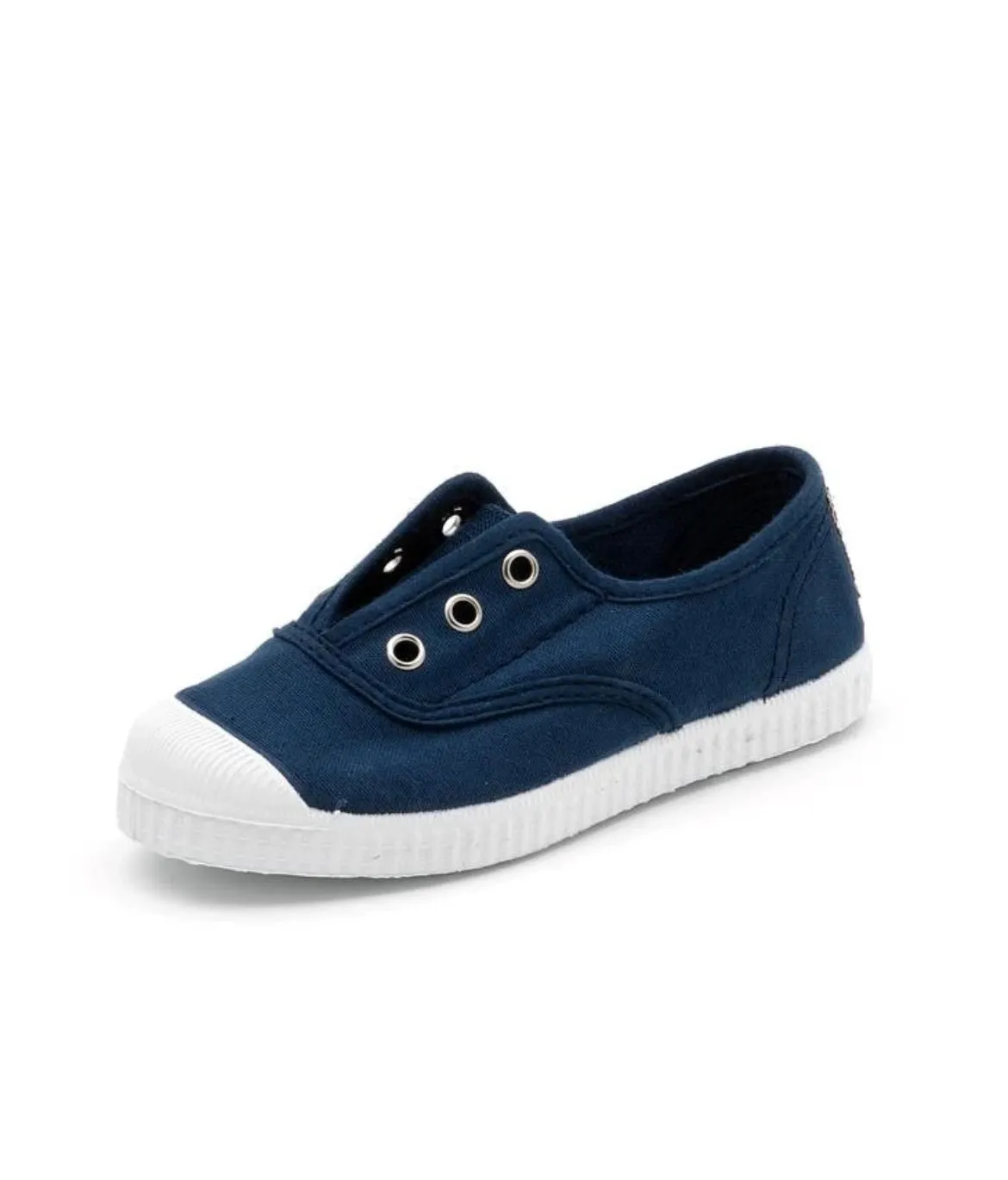 Navy Blue Canvas Laceless Sneakers