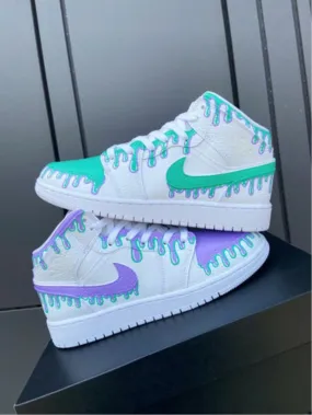 Purple Green Drip Custom Air Jordan 1