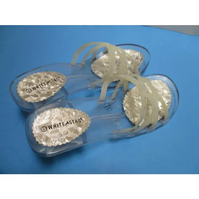 White Stag Jelly Clear Glitter Open Toe Sandals Mulesslides Size Us